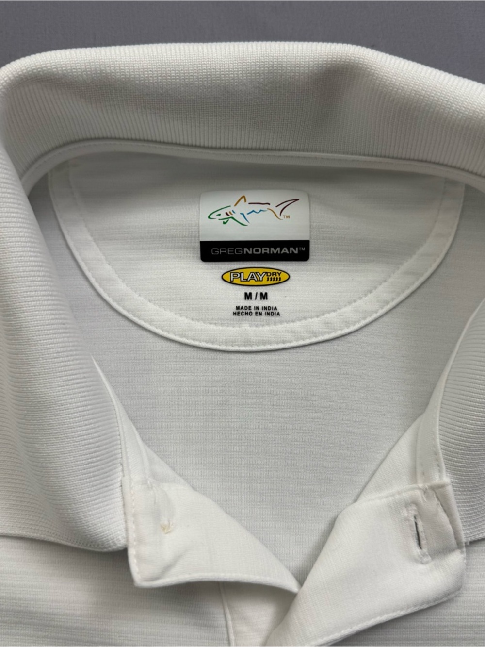 Greg Norman Play Dry Moisture Wicking White Polo Golf Shirt Men's M Short Sleeve - Picture 4 of 6